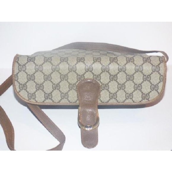 Gucci Vintage Brown Large G Logo Print Coated Canvas 2-Way Purse - Picture 8 of 12